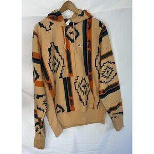 Champion Reverse Weave Hoodie Medium Southwestern Aztec Print Pullover Sweatshir